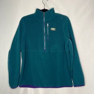 LL Bean Fleece Jacket Women's Size Large 1/2 Zip Pullover Polartec Green
